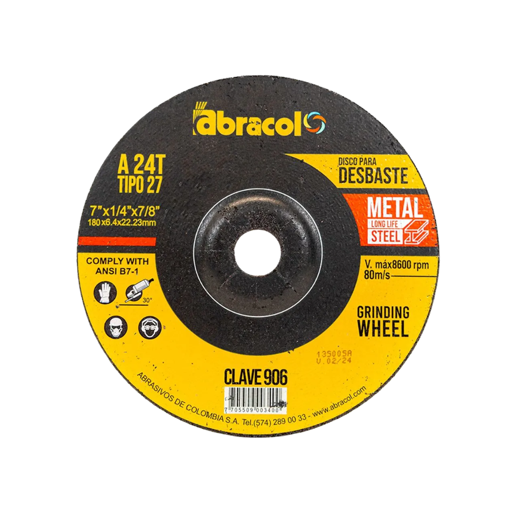 DISCO PULIR 7"X1/4"X7/8" ABRACOL