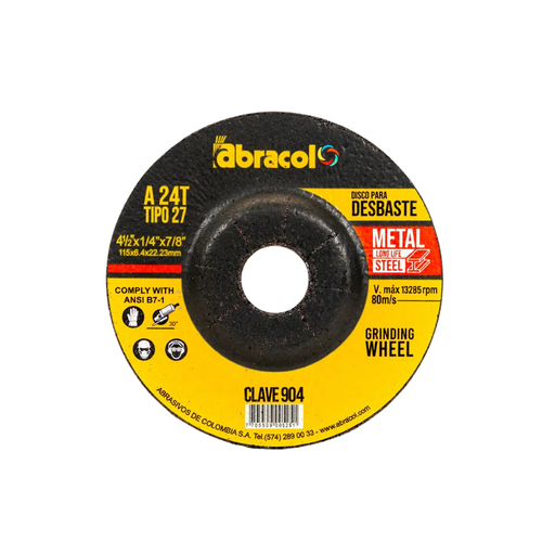 [DPR412AB] DISCO PULIR 4 1/2"X1/4"X7/8" ABRACOL